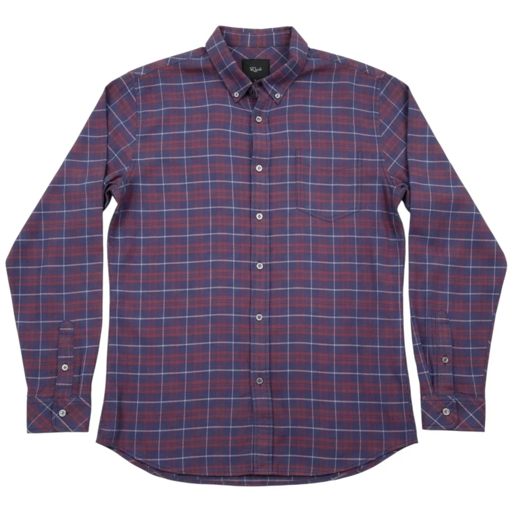 Rails Reid Button Down Shirt Mens Large Blue Red Plaid Melange Flannel NEW